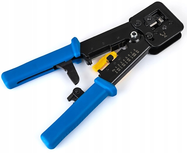 Zaciskarka RJ45 Przelotowa Złącz Wtyków RJ-45 Zaciskacz Złączek RJ 45 11 12