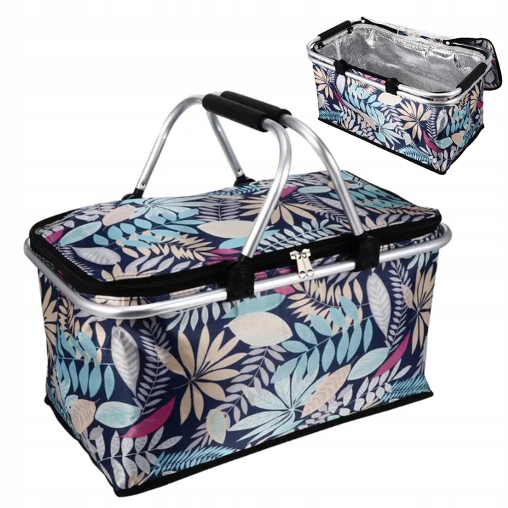 KOSZ PIKNIKOWY KOSZYK TERMICZNY NA PIKNIK ZAKUPY SKŁADANY TORBA DUŻY
