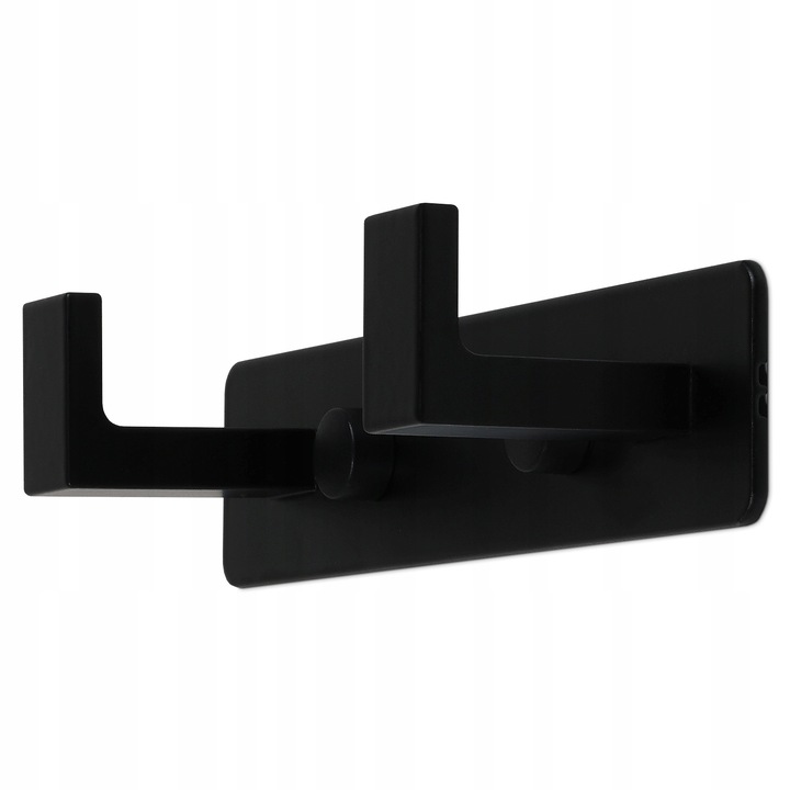 HACZYK WIESZAK NA RĘCZNIKI ŁAZIENKOWY CZARNY PROSTY LOFT SOLIDNY PODWÓJNY