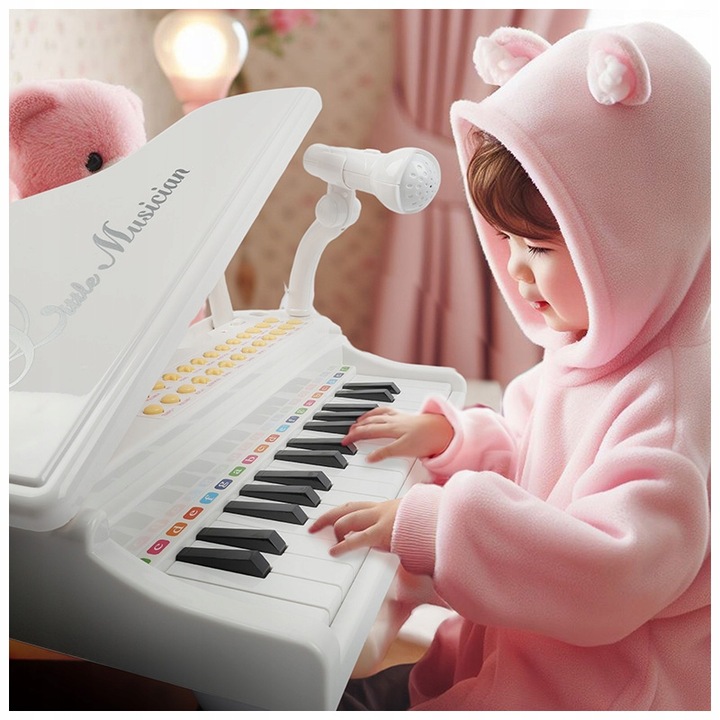 PIANINO ORGANY KEYBOARD DLA DZIECI KRZESEŁKO MIKROFON KARAOKE TRZY KOLORY