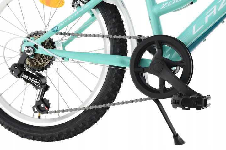 Rower Dziecięcy MTB 20'' LAZARO ZOE 6 BIEGÓW SHIMANO MIĘTA KOSZYK