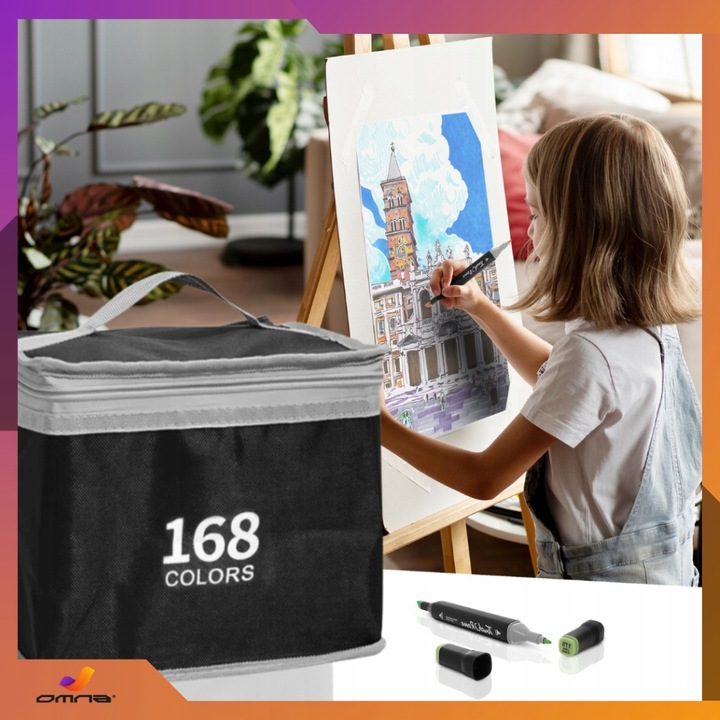 Markery alkoholowe flamastry mazaki pisaki dwustronne touch podstawka 168