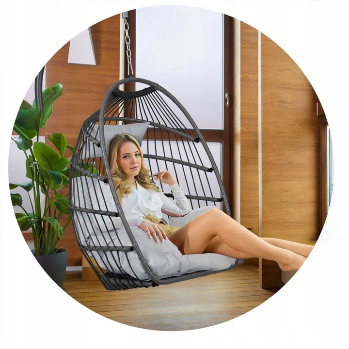 Sofotel Fotel ogrodowy wiszący Luisiana szary + szare poduszki Sofotel