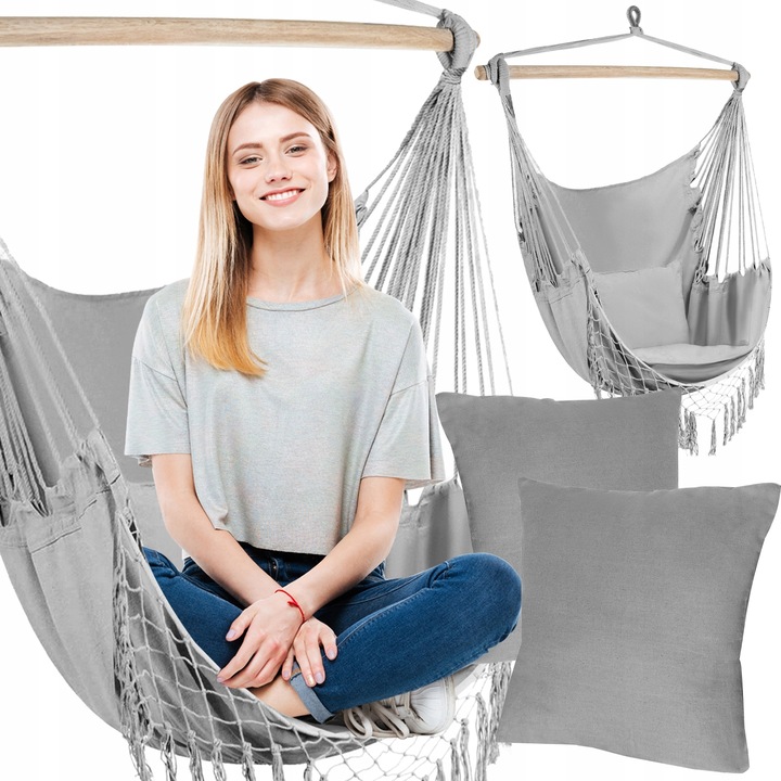 Krzesło Brazylijskie Fotel Wiszący Huśtawka Hamak Ogrodowy Bujany Kokon XXL