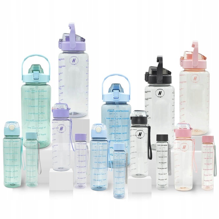 Butelka Na Wodę Bidon z Miarką Ze Słomką Na Siłownie Fitness 700ml + Gratis