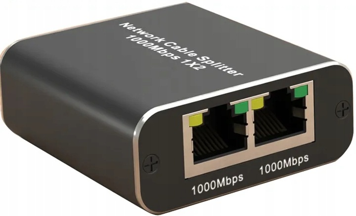 Adapter rozdzielacz mini Switch splitter LAN Ethernet RJ45 2xRJ45 1000M 1GB