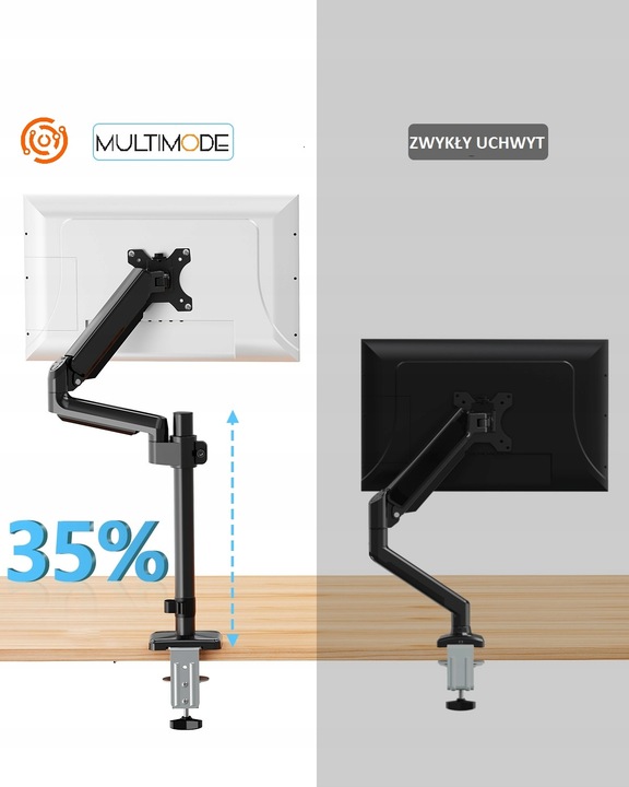 Regulowany WYSOKI Uchwyt Biurkowy do Monitora WIESZAK NA Monitor LCD 13-32"