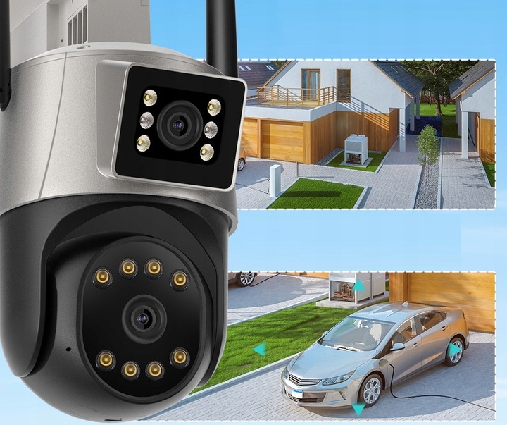 PODWÓJNA KAMERA WIFI IP SMART ZEWNĘTRZNA OBROTOWA 2x 3MPx DETEKCJA 6MPx 6MP