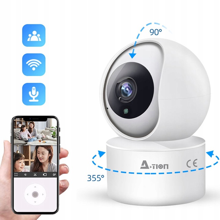 OBROTOWA KAMERA IP WIFI WEWNĘTRZNA NIANIA UHD 2MP