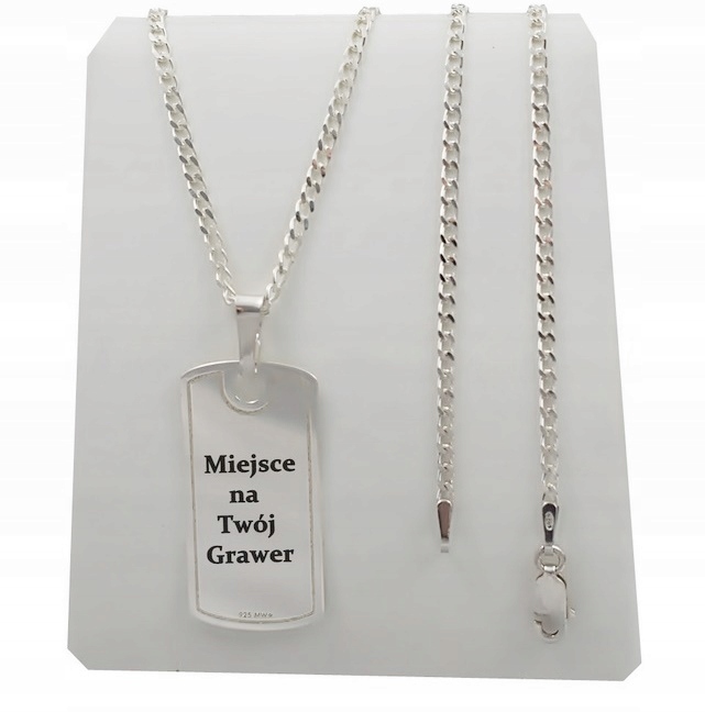 SREBRNY PEŁNY ŁAŃCUSZEK MĘSKI PANCERKA NIEŚMIERTELNIK PR. 925 GRAWER GRATIS