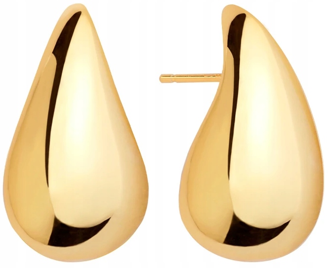 Srebrne kolczyki 925 duże krople łezki sztyfty srebro złocone oryginalne