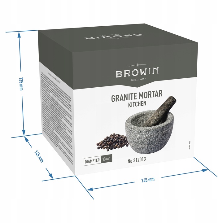 solidny moździerz kuchenny z tłuczkiem Granitowy trwała jakość prezent