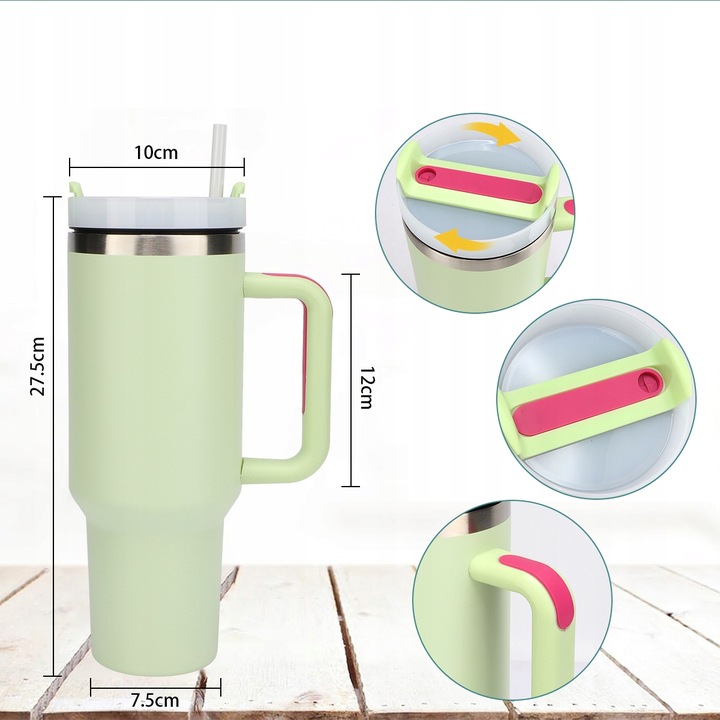 KUBEK TERMICZNY do kawy herbaty TERMOS szczelny ze słomką KAMILLE 1200ml