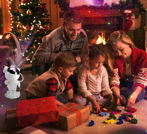 Lampka nocna GŁOŚNIK DO USYPIANIA Bluetooth ASTRONAUTA Projektor gwiazd