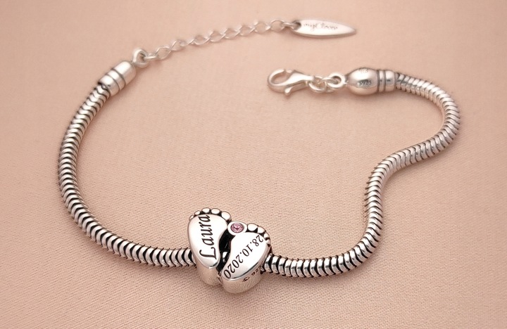 CHARMS srebro 925 koralik do bransoletek +GRAWER DANYCH prezent dla mamy
