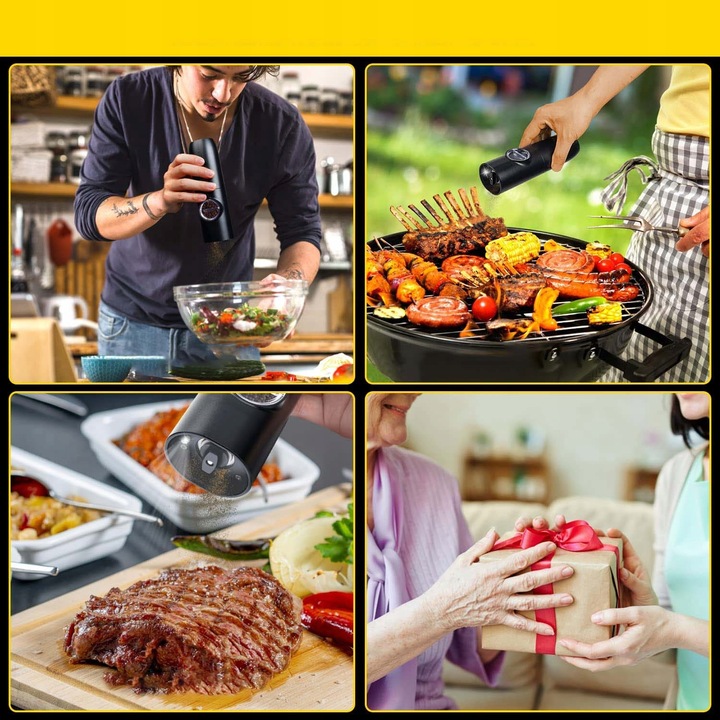 ELEKTRYCZNY MŁYNEK DO SOLI I PIEPRZU | 2w1 ZESTAW