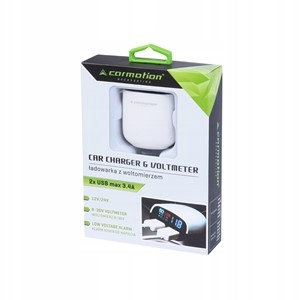 ŁADOWARKA USB DO ZAPALNICZKI Z WOLTOMIERZEM 12/24 alarm voltomierz 18-30V