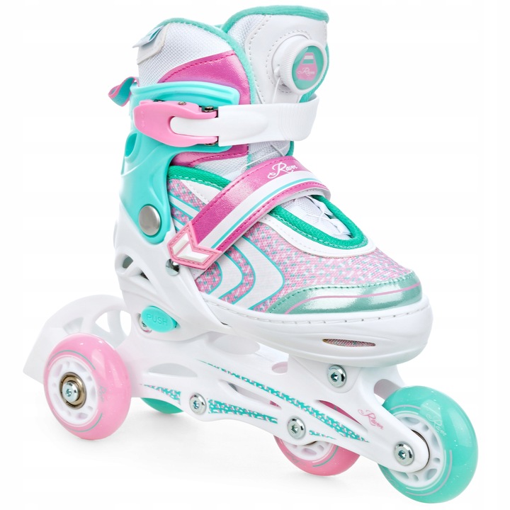 Rolki Łyżwy Wrotki Regulowane 4w1 RAVEN Lia PLUS Mint 30-33 Kółka LED