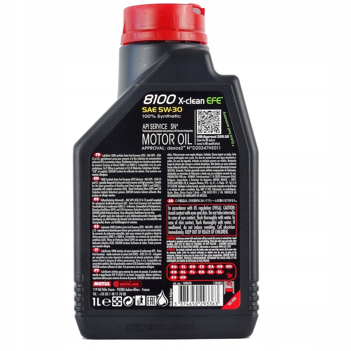 Motul 8100 X-Clean EFE 5W30 C2/C3 505.01 Dexos2 1L