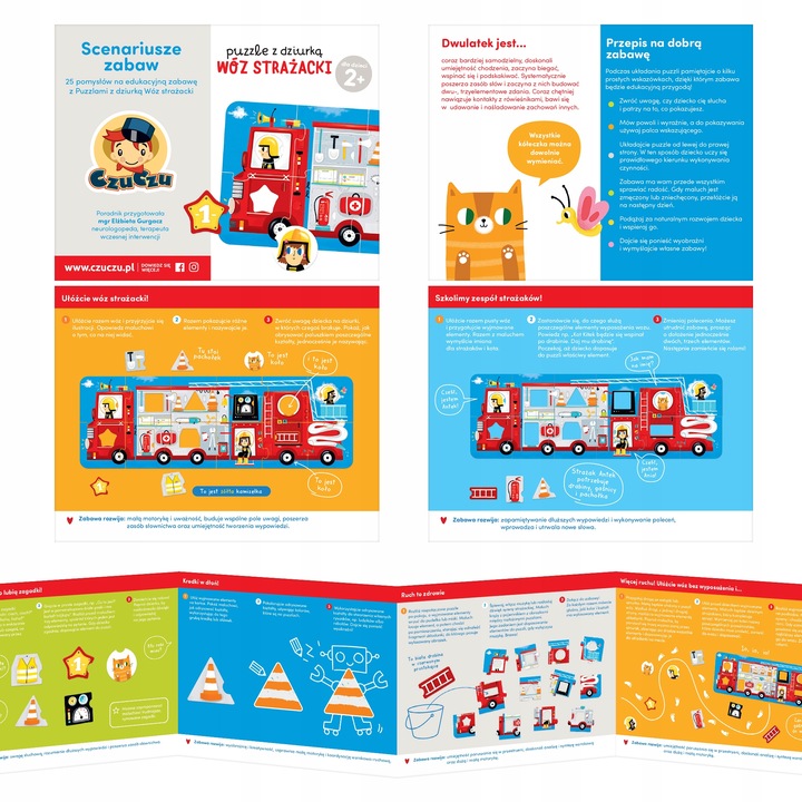 CzuCzu WÓZ STRAŻACKI puzzle z dziurką 2+