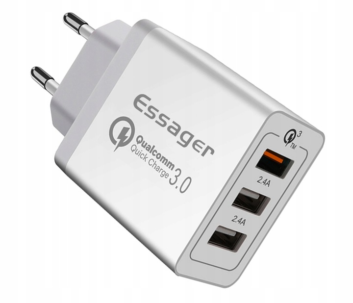 Szybka ładowarka sieciowa zasilacz 3x USB 30W QC3
