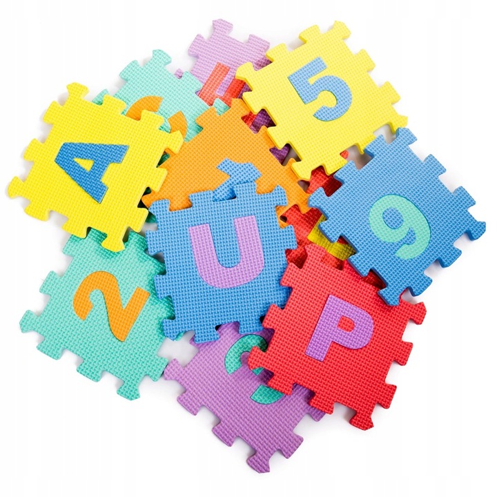 DUŻE PUZZLE EDUKACYJNE PIANKOWE DLA DZIECI CYFRY I LITERY MATA 36 ELEMENTÓW