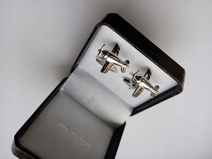 Srebrne spinki do mankietów Samolot