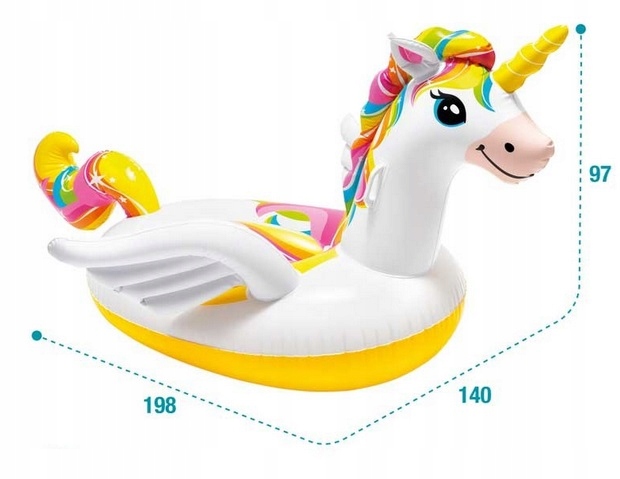 Duży Dmuchany Materac Jednorożec 198x140 cm INTEX do Basenu Jezioro Plaża
