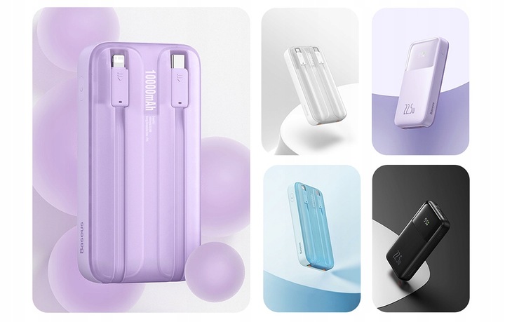 BASEUS POWERBANK 10000MAH 22.5W USB-A USB-C LIGHTNING DO TELEFONU KABEL