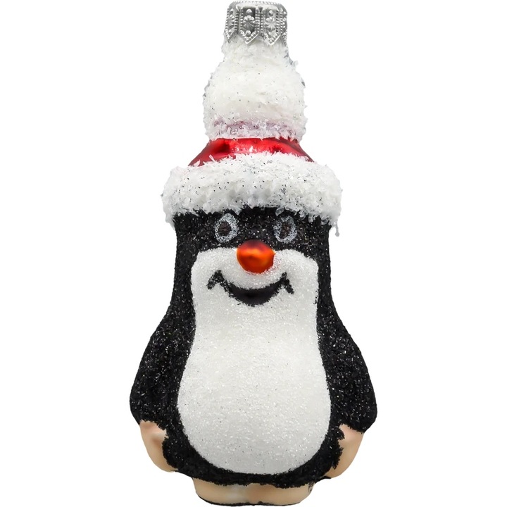 Bombka choinkowa ręcznie malowana - Krecik w czapce Mikołaja