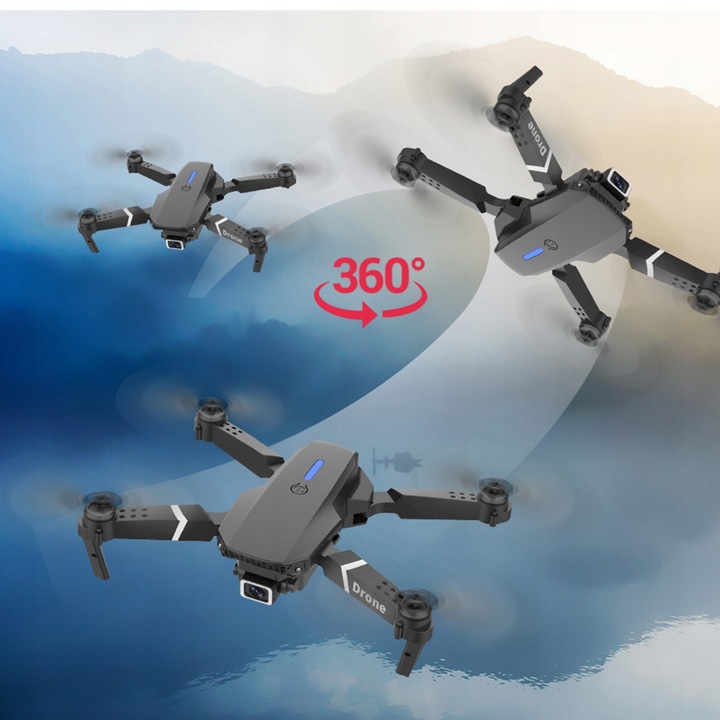 DRON E88 2x KAMERA 4K ZAWIS 200M UNIKANIE PRZESZKÓD WIFI+WALIZKA PILOT ETUI