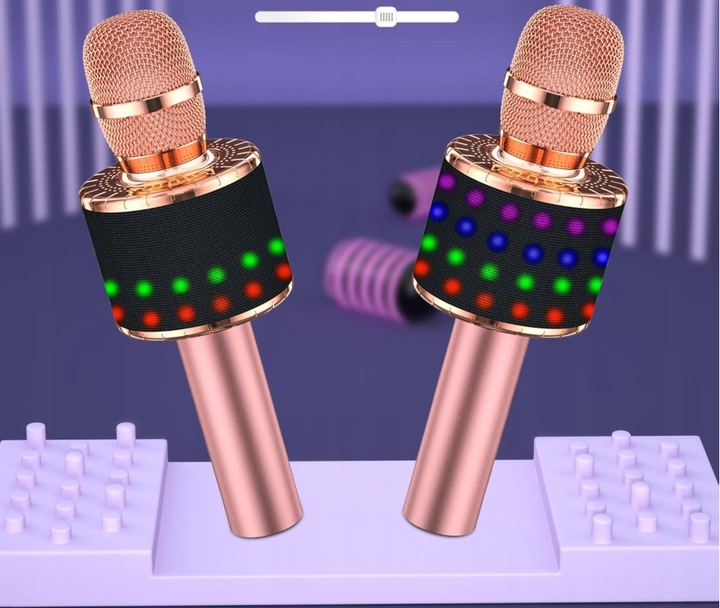 Mikrofon do karaoke dla dzieci Q78 różowy Bluetooth i złącze AUX przenośny