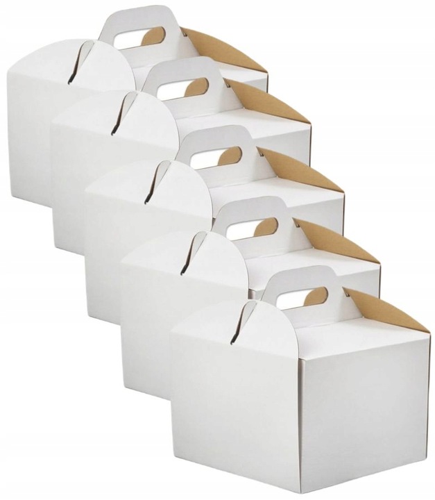 Karton pudełko na tort ciasto 30x30x30cm BIAŁE opakowanie z rączką 5 SZTUK