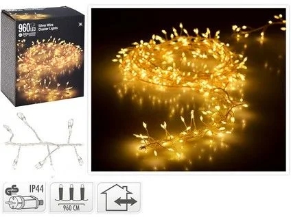 Świąteczne lampki choinkowe na drucie 9,6m 960led, gęste ciepły kolor