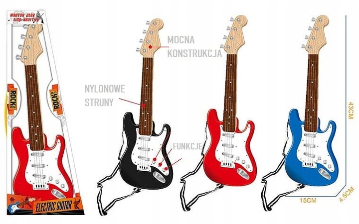 GITARA ROCKOWA DLA DZIECI GRA STRUNY INSTRUMENT