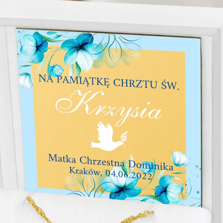 Złoty Krzyżyk z Łańcuszkiem 585 Pamiątka Chrztu Prezent dla Chłopca Grawer