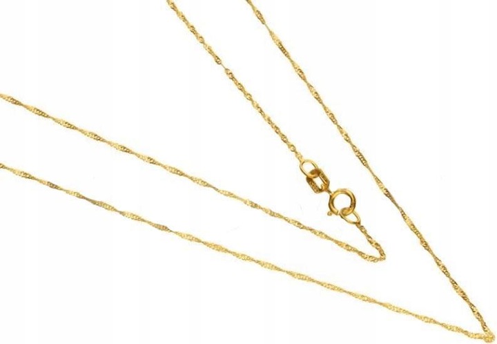 Złoty łańcuszek 585 SPLOT SINGAPUR 45 cm 0,61g dla dziecka na Chrzest Św.