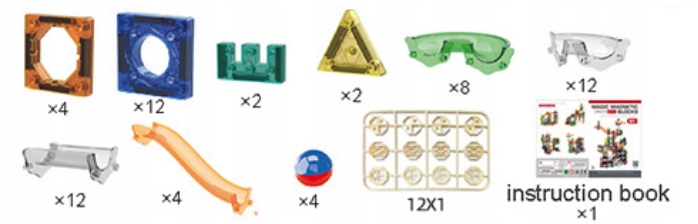 Magnetyczne Klocki Konstrukcyjne DIY 3D Tor Kulkowy Święcący 73 ELEMENTY