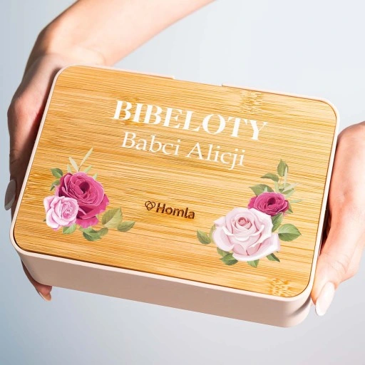 Organizer pojemnik różowy z lusterkiem NADRUK własny PREZENT URODZINY