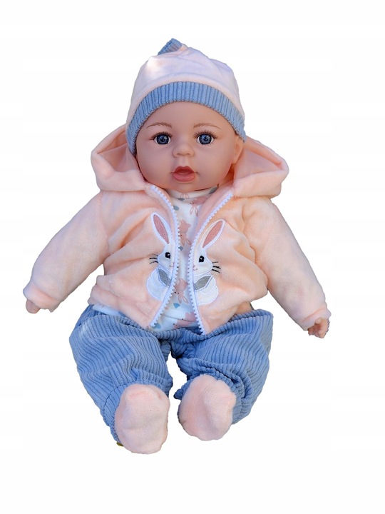LALKA BOBAS w ubranku 45CM MÓWI I ŚPIEWA PO POLSKU + SMOCZEK+ butelka