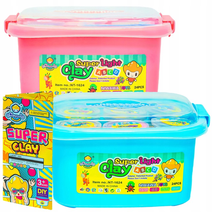 2x Magiczna Plastelina PIANKOLINA MASA POLIMEROWA 24SZT +WALIZKA +AKCESORIA