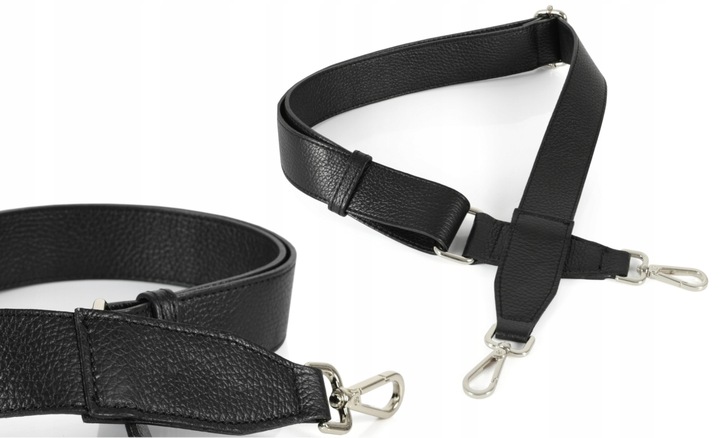 Czarne szerokie długie paski 4 cm do torby torebki skórzane regulowane