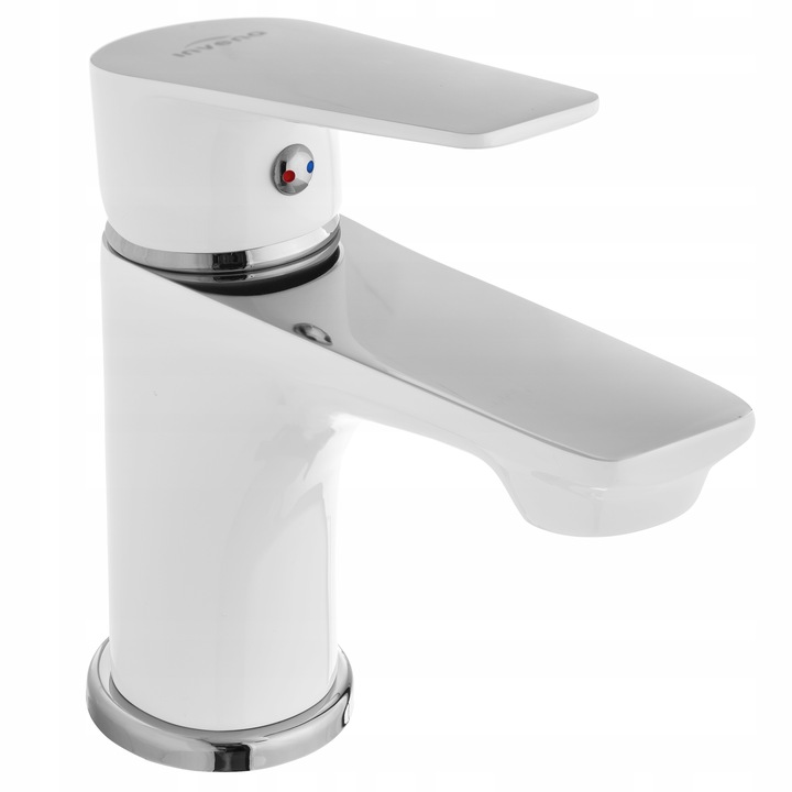 BATERIA UMYWALKOWA ŁAZIENKOWA JEDNOUCHWYTOWA STOJĄCA BIAŁA - CHROM SOLIDNA