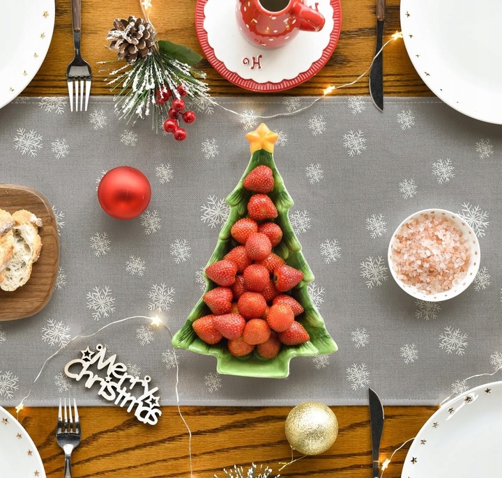 Bieżnik Świąteczny Szary 40x300 cm Dekoracja Stołu na Boże Narodzenie