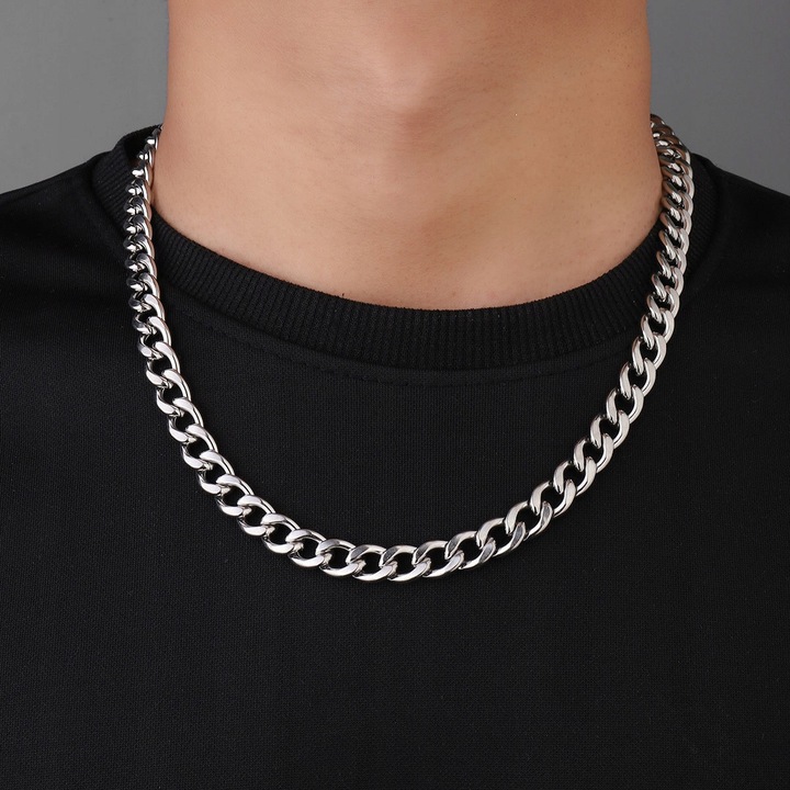 GRUBY Łańcuszek Męski Srebrny ŁAŃCUCH Pancerka Naszyjnik SZEROKI 10MM