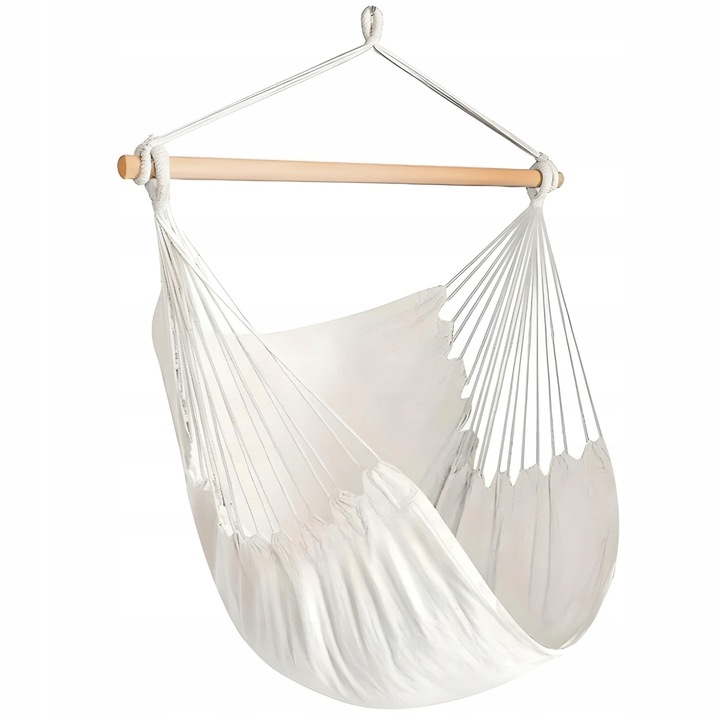 FOTEL WISZĄCY OGRODOWY BUJANY KOKON KRZESŁO BRAZYLIJSKIE HUŚTAWKA BOHO BEŻ