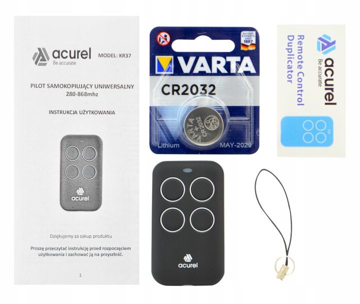 Pilot Samokopiujący Uniwersalny do Bramy Rolet 280-868mHz - KR37 Acurel