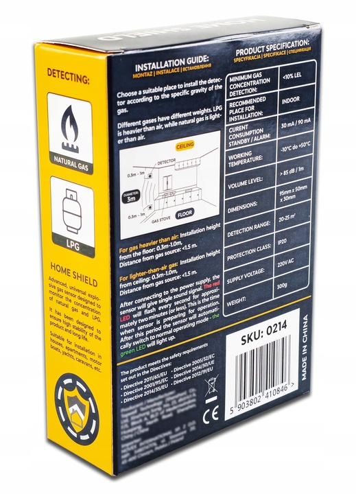 CZUJNIK GAZU ZIEMNEGO I LPG DETEKTOR 230V ALARM SENSOR GAS