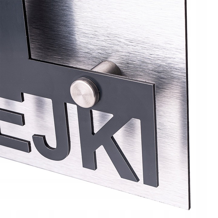 DUŻY NUMER DOMU TABLICZKA ADRESOWA Z NUMEREM DOMU 48x38cm ANTRACYT SREBRNA