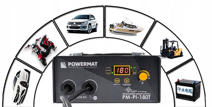 PROSTOWNIK AKUMULATOROWY INWERTOROWY Z ROZRUCHEM 180A 12/24V ŁADOWARKA 30A